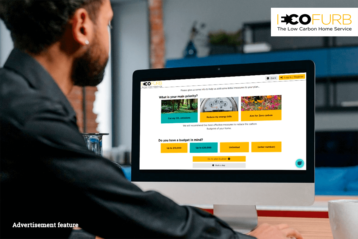Someone looking at the Ecofurb website on their computer | Ecofurb - The low carbon home service